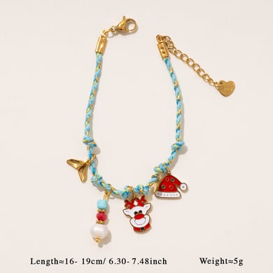 1 Piece Christmas Series Cartoon Stainless Steel Gold Color Women's Charm Bracelets h5 Picture2