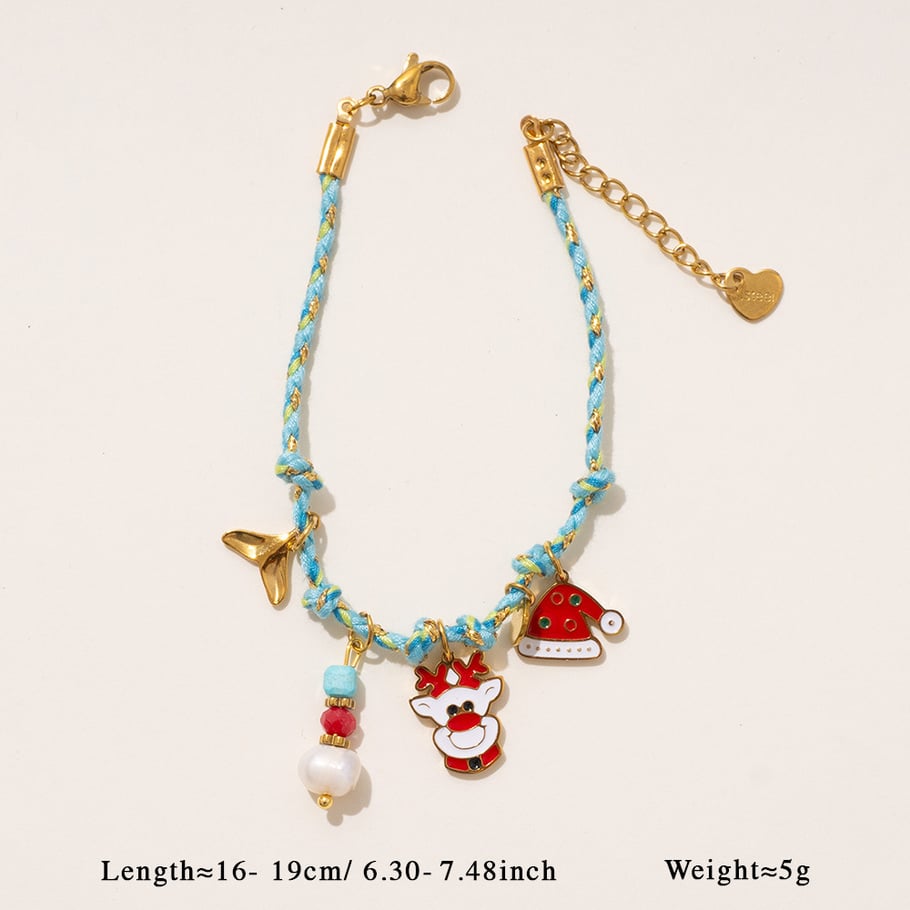 1 Piece Christmas Series Cartoon Stainless Steel Gold Color Women's Charm Bracelets Picture2