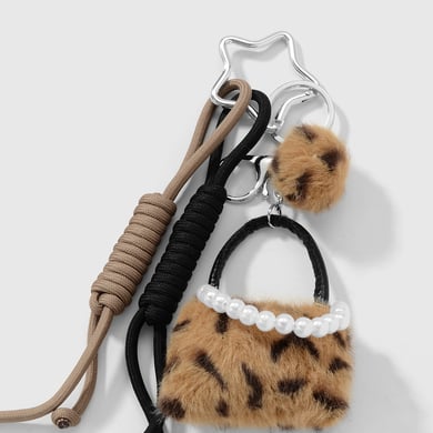 1 Stück Leoparden-Plüschball-Taschenanhänger h5 Bild4