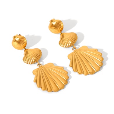 1 Pair Simple Series Daily Shell Stainless Steel  Gold Color  Women's Drop Earrings h5 