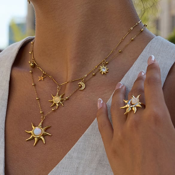 Classic Sun Stainless Steel Gold Color Women's Jewelry Sets 2