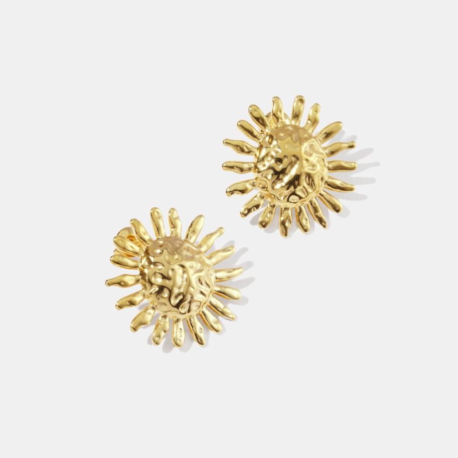 1 Pair Simple Series Retro Sun Stainless Steel  Gold Color  Women's Stud Earrings Picture2