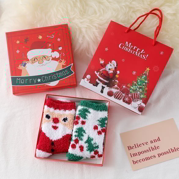 Thickened Coral Fleece Christmas Gift Box Women's Mid-Calf Socks 2