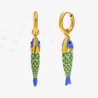 Oil-Dripping Fish Pendant Earrings - Gold-Blue-Green Picture2