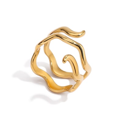 1 Piece Simple Curve Stainless Steel Gold Color Minimalist Rings h5 