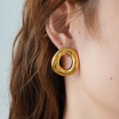 1 Piece Elegant Irregular Shape Stainless Steel  Gold Color  Women's Stud Earrings h5 Picture6