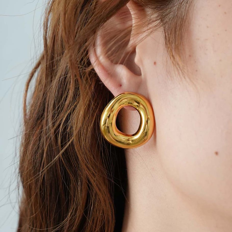 1 Piece Elegant Irregular Shape Stainless Steel Gold Color Women's Stud Earrings h5Picture6