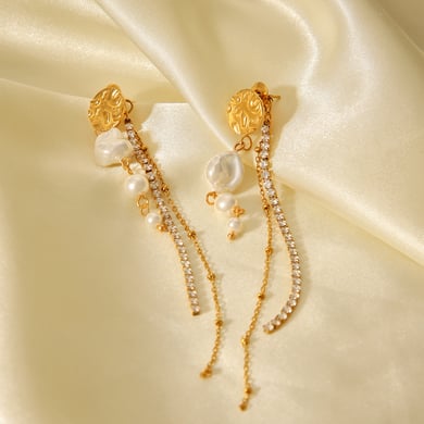 1 Pair Simple  Daily Tassel Stainless Steel  Gold Color  Women's Drop Earrings h5 Picture6
