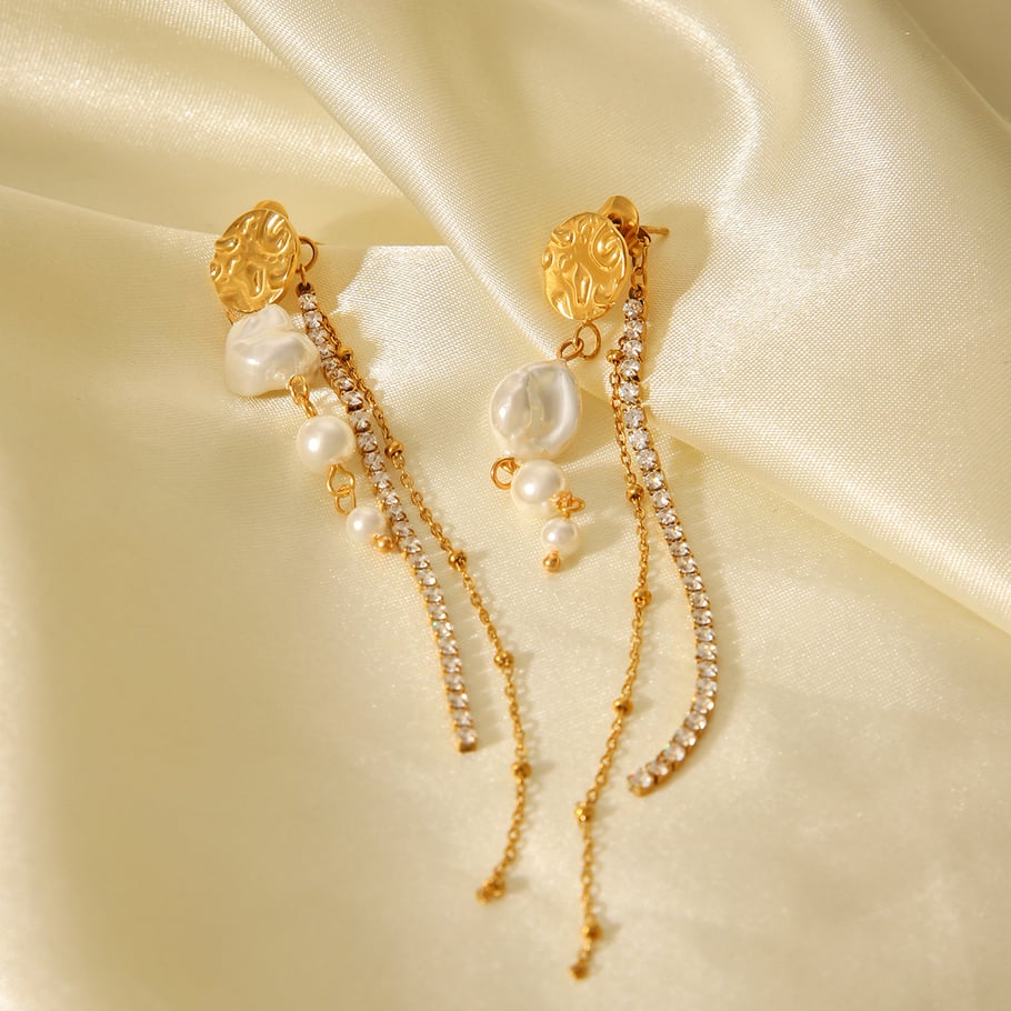 1 Pair Simple  Daily Tassel Stainless Steel  Gold Color  Women's Drop Earrings Picture6