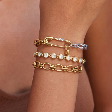 Set di gioielli da donna in acciaio inossidabile color oro con graffetta romantica h5 Immagine3