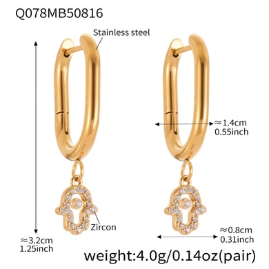 1 Pair Delicate Devil's Eye Stainless Steel Gold Color Zircon Women's Drop Earrings h5 