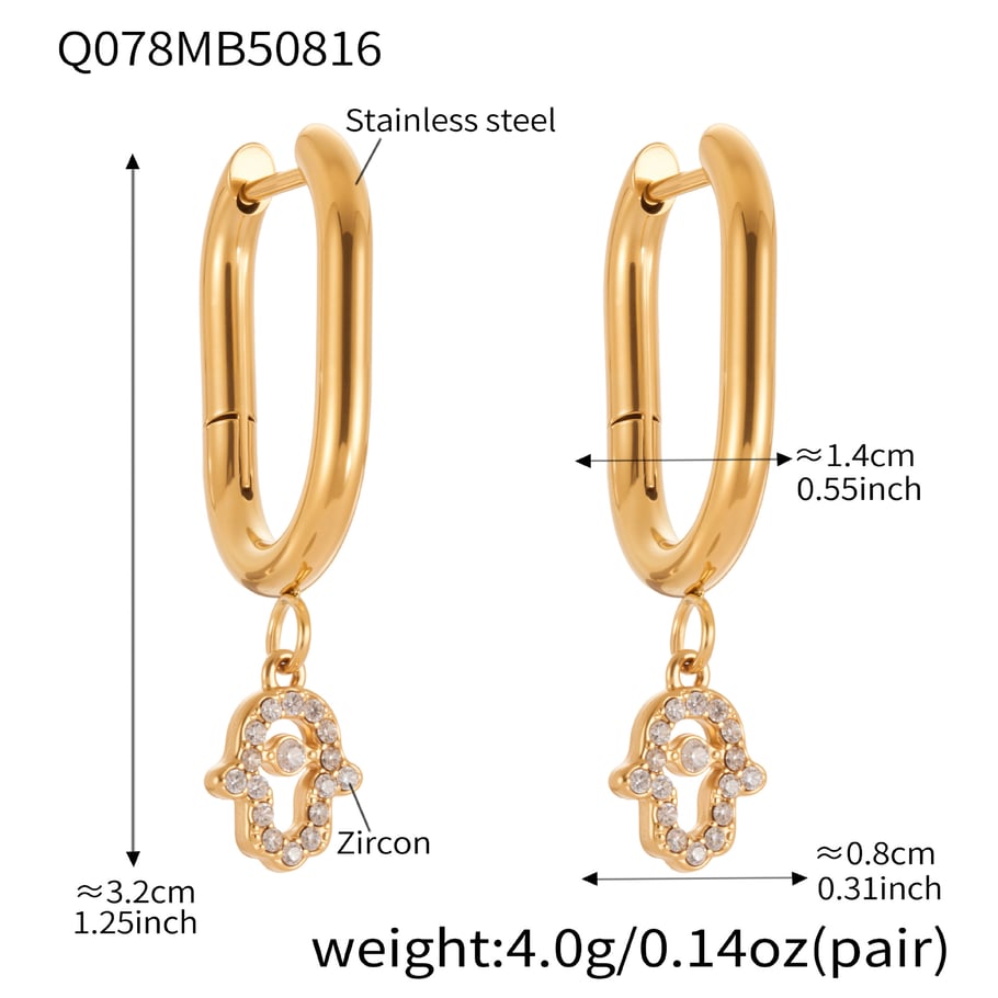 1 Pair Delicate Devil's Eye Stainless Steel Gold Color Zircon Women's Drop Earrings 