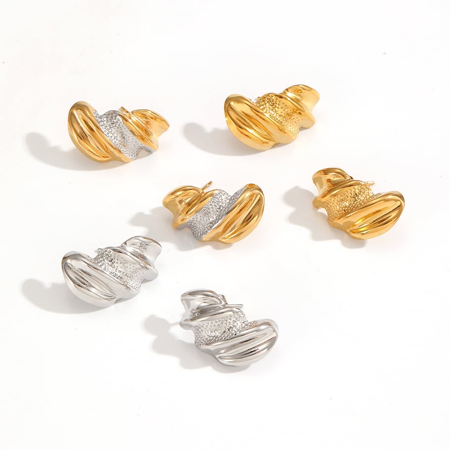 1 Pair Irregular Shape Stainless Steel  Gold Color  Stud Earrings Picture3