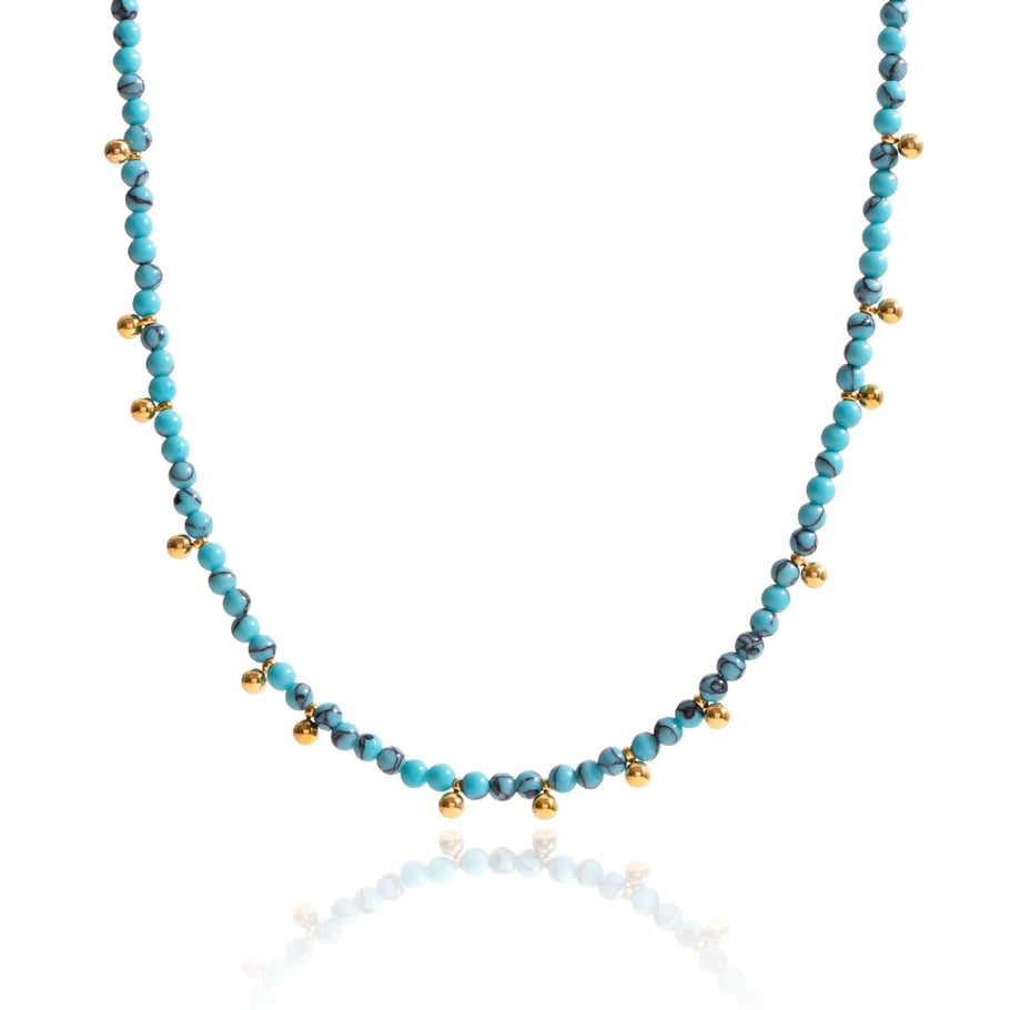 1 Piece Calaite Beads Natural Stones Gold Color Women's Beaded Necklaces 