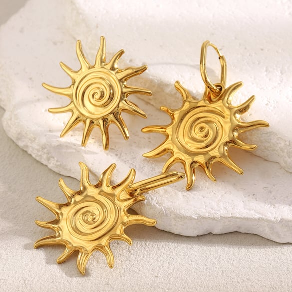 Classic Sun Stainless Steel Gold Color Women's Jewelry Sets