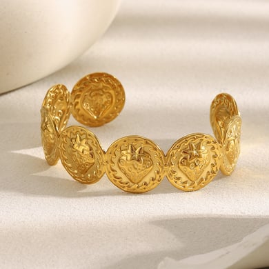 1 Stück Tägliche Erdbeere Edelstahl Gold Farbe Damen Manschette Armbänder h5 Bild2