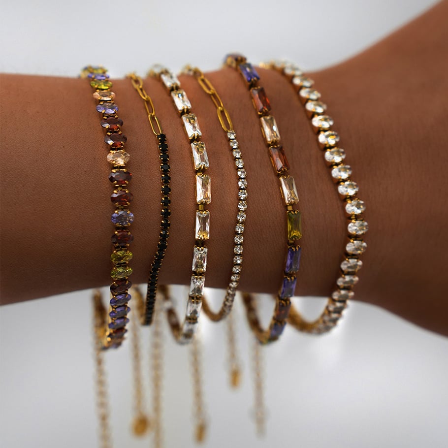 1 Piece Simple Patchwork Rectangle Stainless Steel Women's Chain Bracelets Picture8
