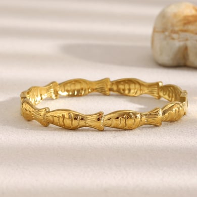 1 pulsera elegante de acero inoxidable color dorado con forma de pez para mujer h5 Imagen3