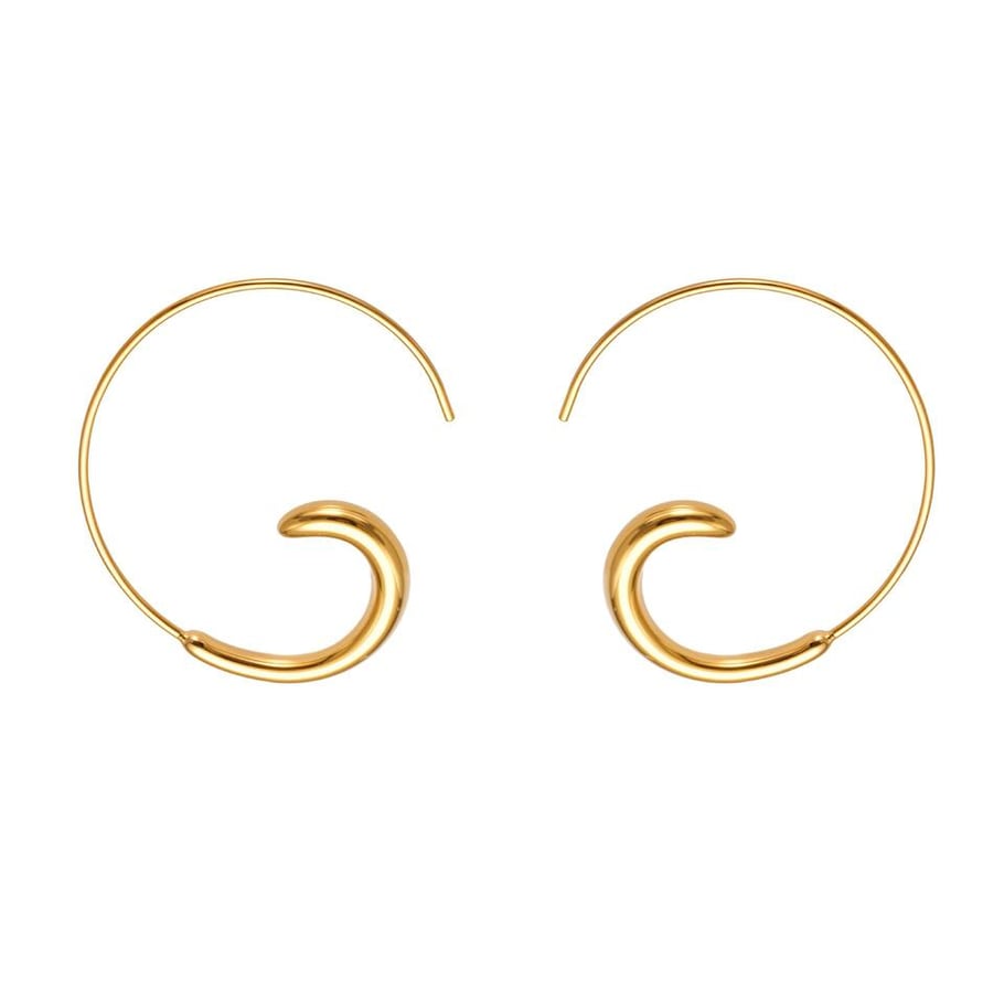 1 Paar minimalistische Creolen mit unregelmäßigem Kreis aus Edelstahl in Goldfarbe für Damen Bild2
