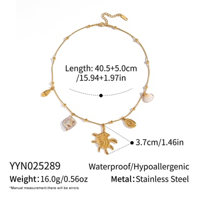 Collier pendentif en acier inoxydable couleur or en forme de coquillage, 1 pièce h5 