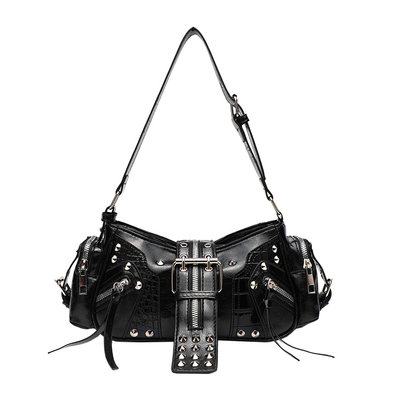 Bolso de hombro de PU con remaches punk de lujo para mujer, 1 pieza Imagen5
