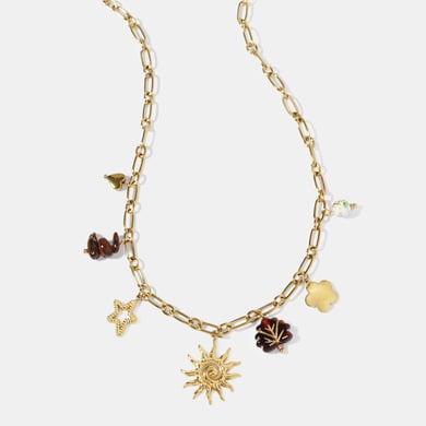 1 Piece Classic Retro Sun Stainless Steel  Gold Color  Women's Pendant Necklaces h5 