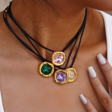 Collier avec pendentif rectangulaire simple en acier inoxydable pour femme, 1 pièce h5 Image3