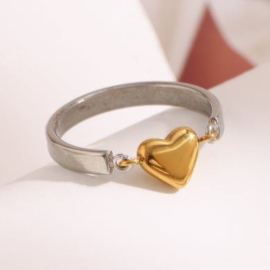 1 Piece Simple Heart Stainless Steel Gold Color Statement Rings h5 Picture5