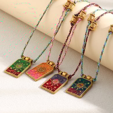 1 Piece Retro Sun Tarot Stainless Steel Gold Color Women's Pendant Necklaces h5 Picture2