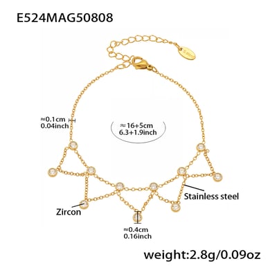 1 Piece Classic Letter Stainless Steel Gold Color Zircon Women's Charm Bracelets h5 