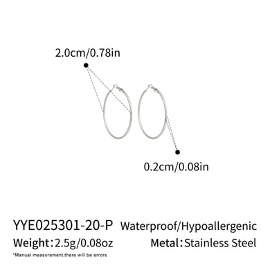 1 Pair Circle Stainless Steel Gold Color Basic Hoop Earrings h5 