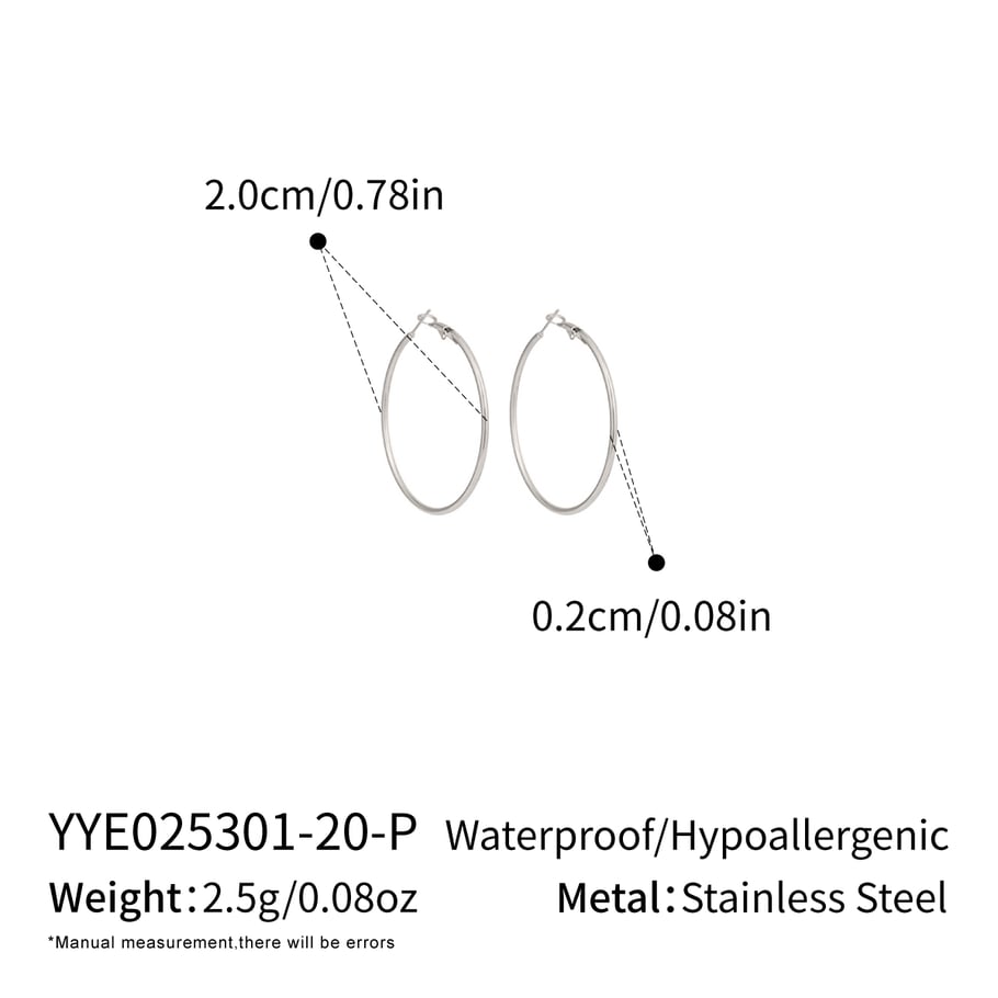 1 Pair Circle Stainless Steel Gold Color Basic Hoop Earrings 