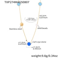 TXP274-Mixed blue square gold necklace 81+5cm Picture3