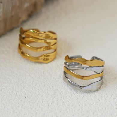 1 Stück einfache unregelmäßige Form Edelstahl Gold Farbe Damen Statement Ringe h5 Bild4