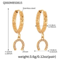 Q060-Golden Horseshoe Buckle Zircon Earrings Picture5