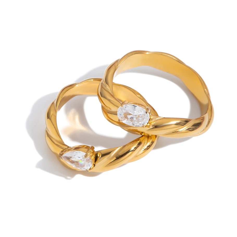 1 Piece Simple Twist Stainless Steel Gold Color Minimalist Rings Picture5