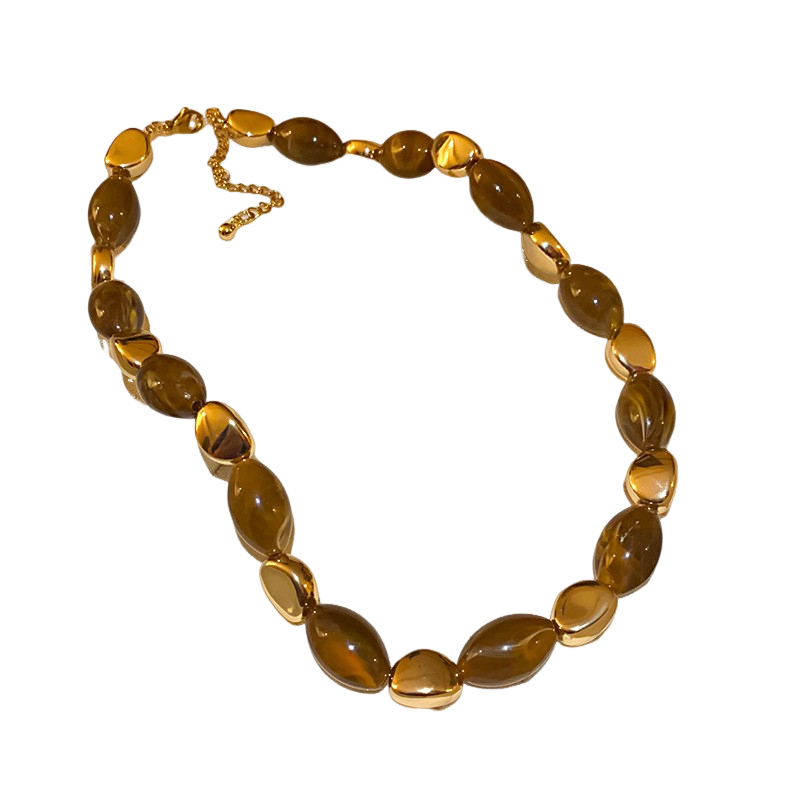 1 collar de cuentas de resina con forma irregular retro 