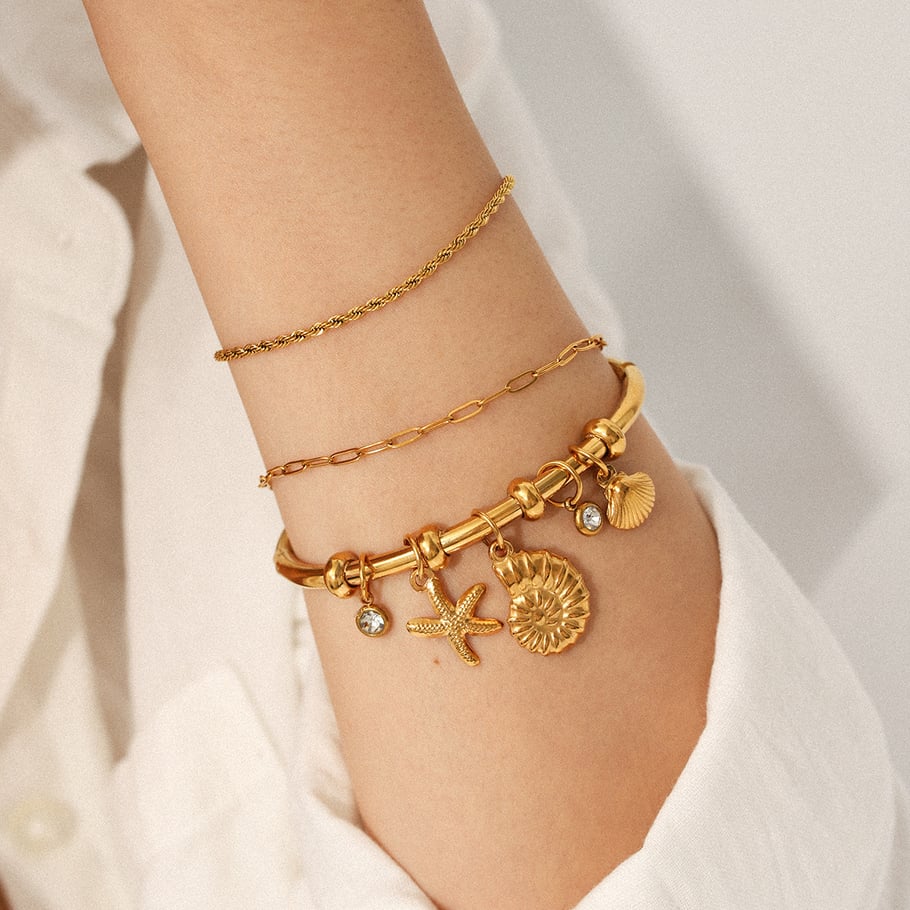 1 Piece Daily Turtle Stainless Steel   Gold Color  Zircon Women's Bangles Picture5