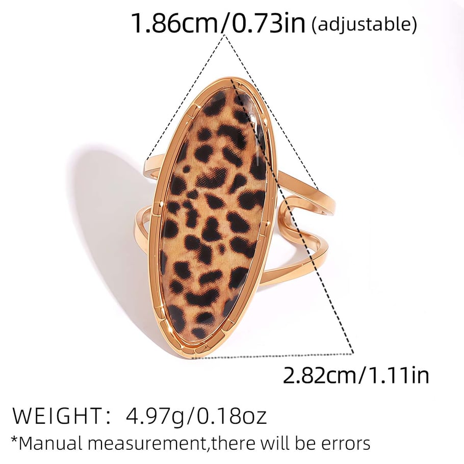 1 pezzo di anelli da donna in acciaio inossidabile con stampa leopardata casual e alla moda Immagine2