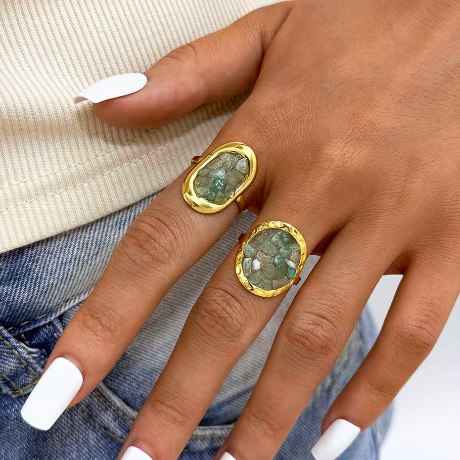 1 Piece  Retro Irregular Shape Stainless Steel  Gold Color  Statement Rings Picture6