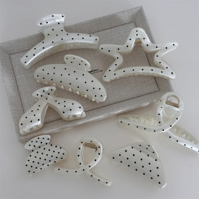 1 pieza de pinzas para el cabello de resina con lunares casuales de serie simple para mujer h5 Imagen2