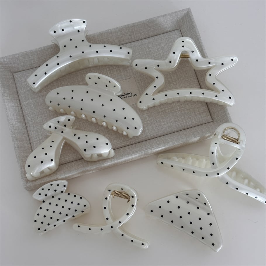 1 pieza de pinzas para el cabello de resina con lunares casuales de serie simple para mujer Imagen2