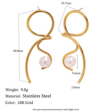 1 Pair Irregular Shape Stainless Steel Gold Color Women's Drop Earrings h5 Picture2