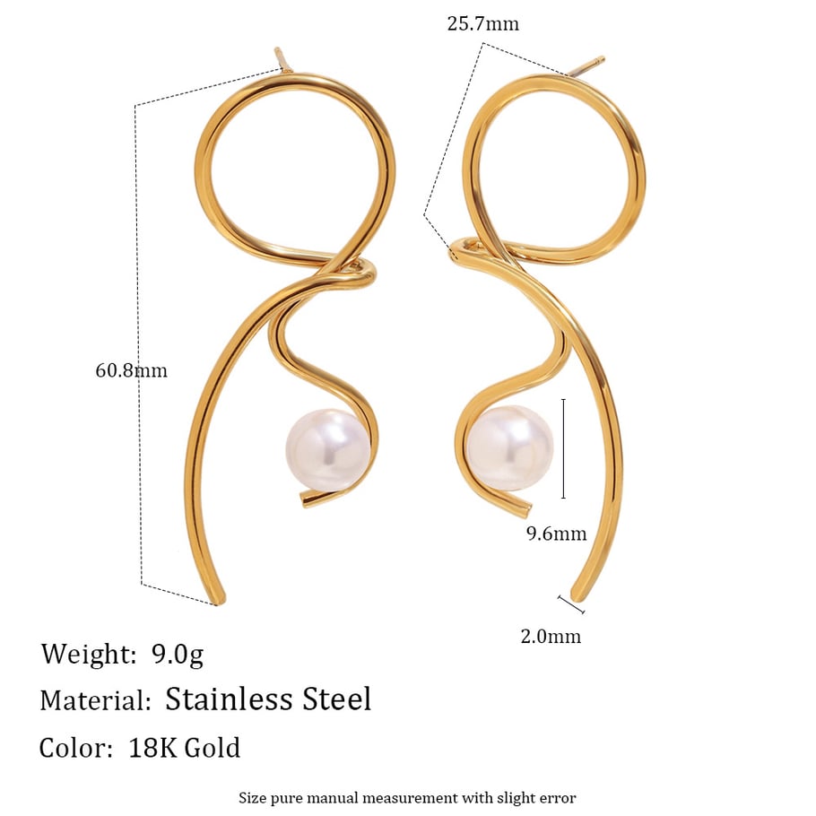1 Pair Irregular Shape Stainless Steel Gold Color Women's Drop Earrings Picture2