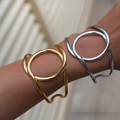 1 pulsera de acero inoxidable para mujer con forma irregular natural y sencilla h5 Imagen8