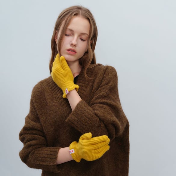 1 par de guantes de poliéster de color liso para mujer