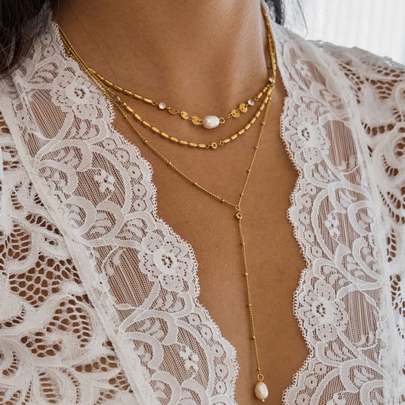 1 Stück Elegante Stern Edelstahl Gold Farbe Zirkon Damen Layered Halsketten 2