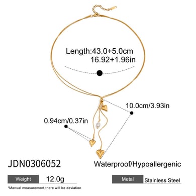1 Piece Exquisite Heart Tassel Stainless Steel Gold Color Women's Pendant Necklaces h5 Picture2