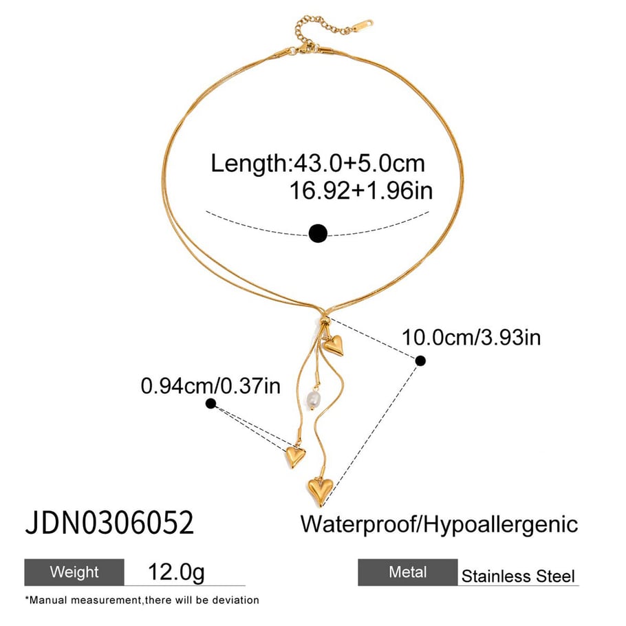 1 Piece Exquisite Heart Tassel Stainless Steel Gold Color Women's Pendant Necklaces Picture2