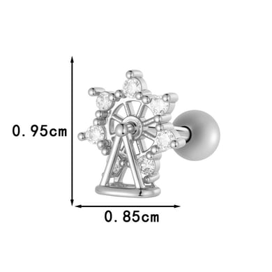 1 Parça Fiyonk Düğüm Bakır Altın Rengi Zirkonyum Piercing Küpe h5 Resim2
